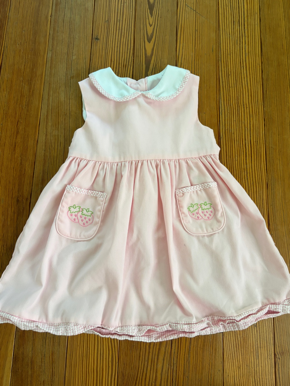 Little Girls' Pink Strawberry Pocket Dress
